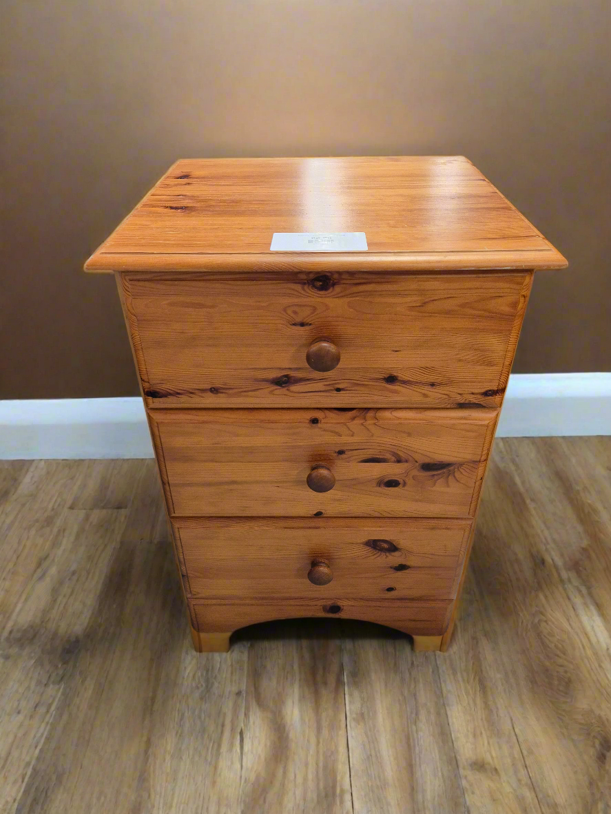 Solid pine 3 drawer bedside locker  2125