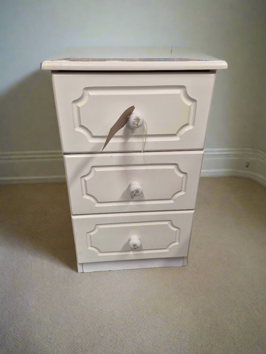 White 3 drawer bedside locker 2125