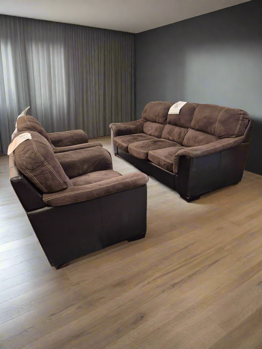 3+1+1 Brown suede effect sofa suite  2125