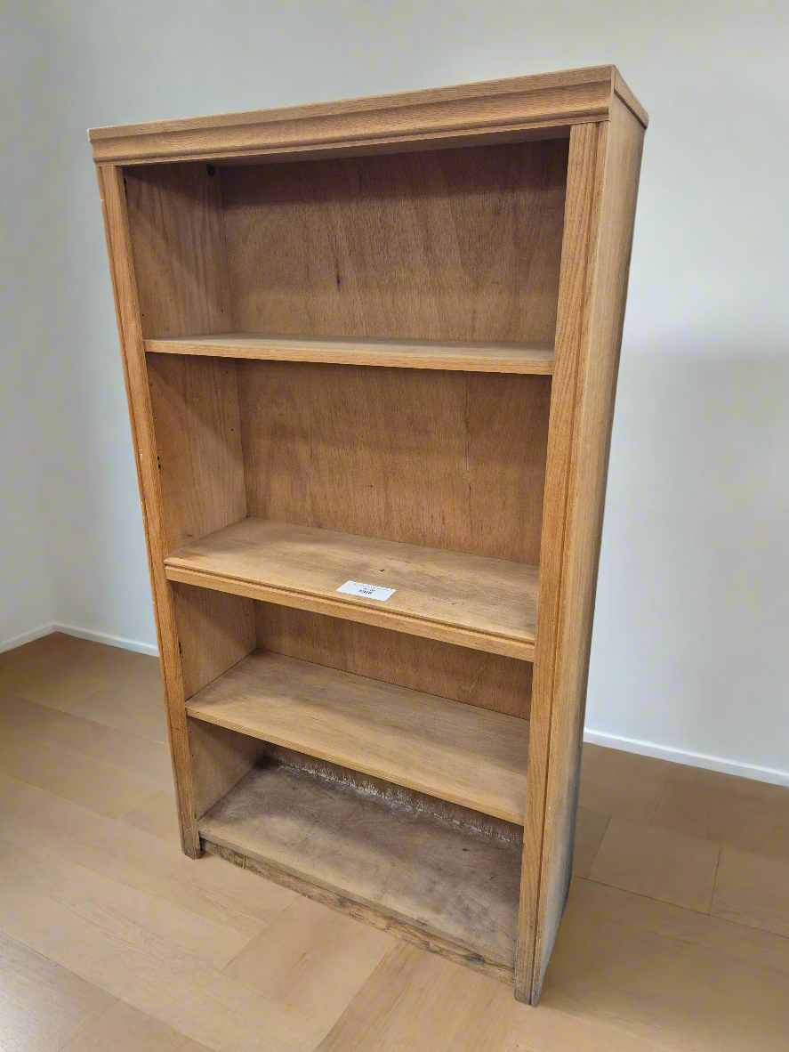 Oak slim tall open bookcase H 1530 x W 860 x D 310 mm 2125
