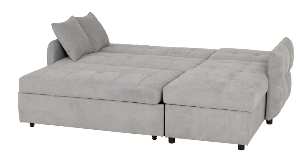 NEW Chelsea corner sofa bed suite in silver grey fabric. 212Wx140Dx88H