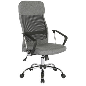 Chord high back operators chair with mesh back and headrest - grey
