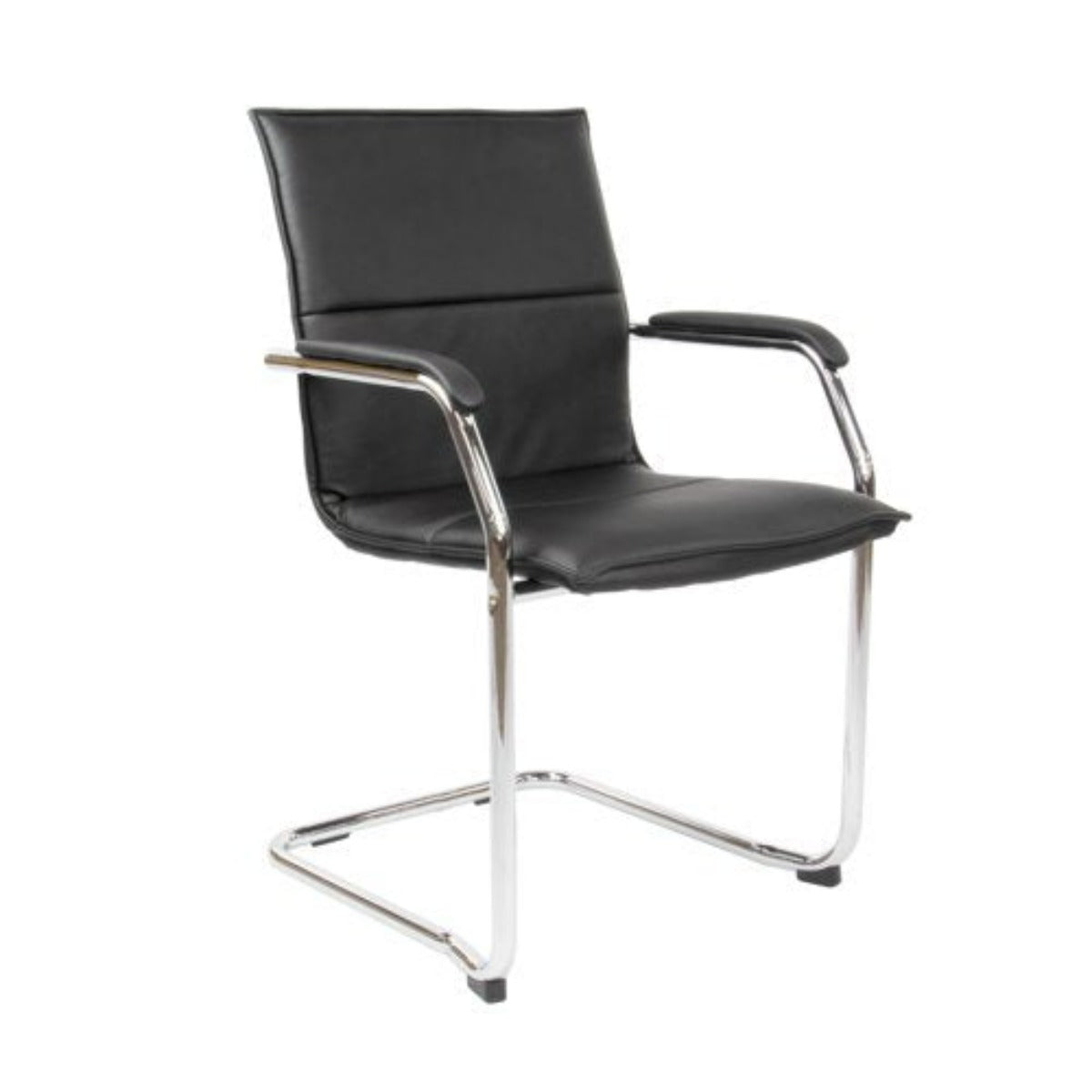 Essen stackable meeting room cantilever chair - black or grey faux leather