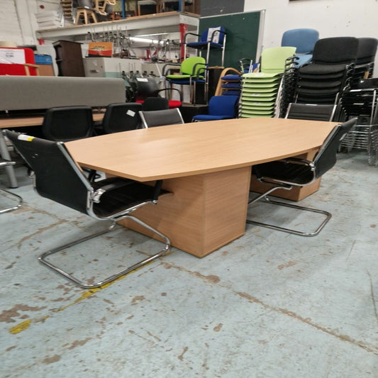 Barrel shape boardroom table 2400mm x 800/1300mm