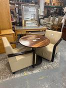 Switch Solid wood stained frame RECEPTION lounge chair with cream leather finish 2 image