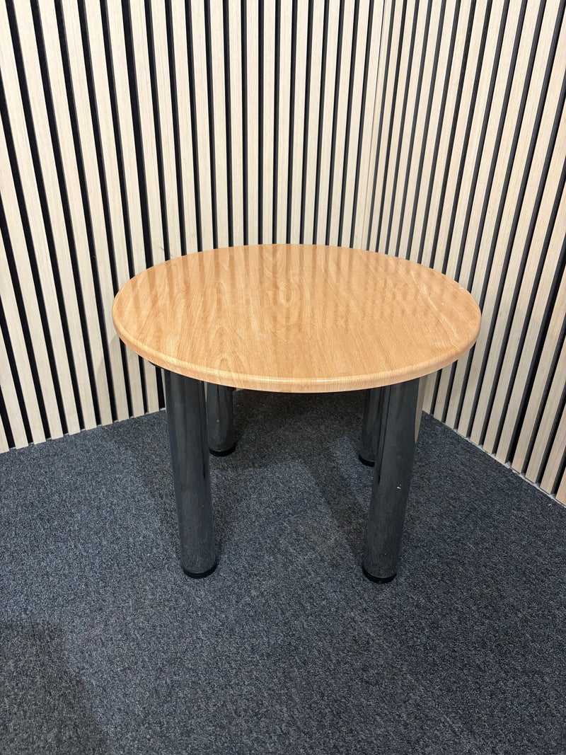 LIQUIDATED beech laminate coffee table with chrome screw in  legs for easy storage