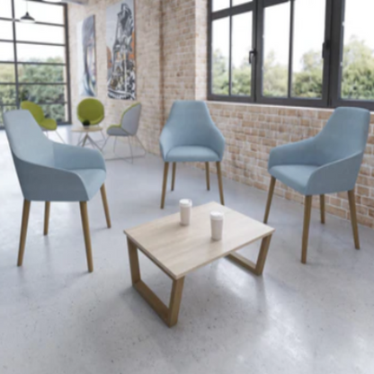 Juna medium back lounge chair with 4 oak wooden legs