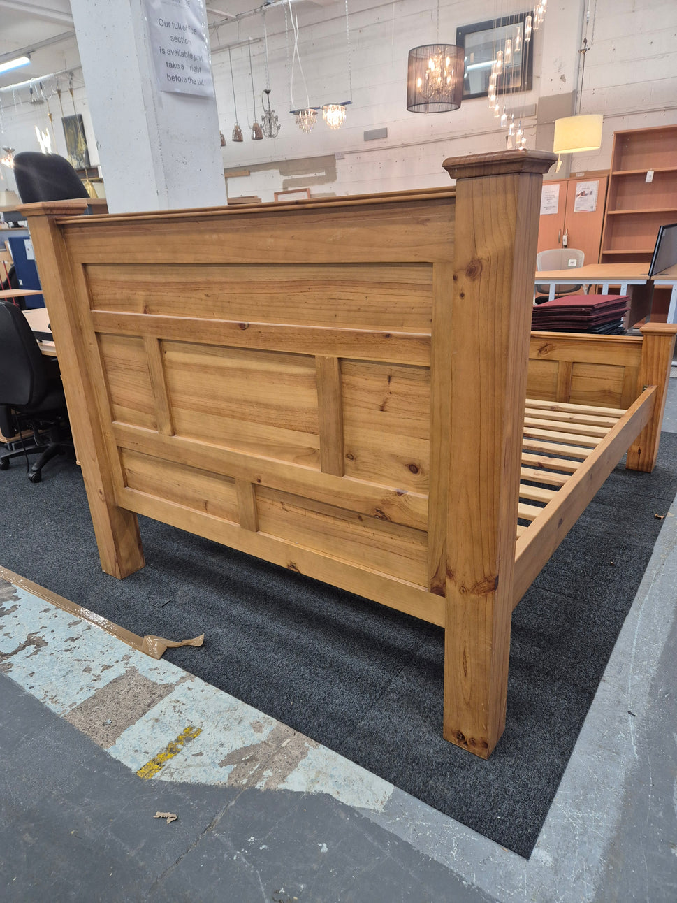 Solid Pine 5ft high back bed frame