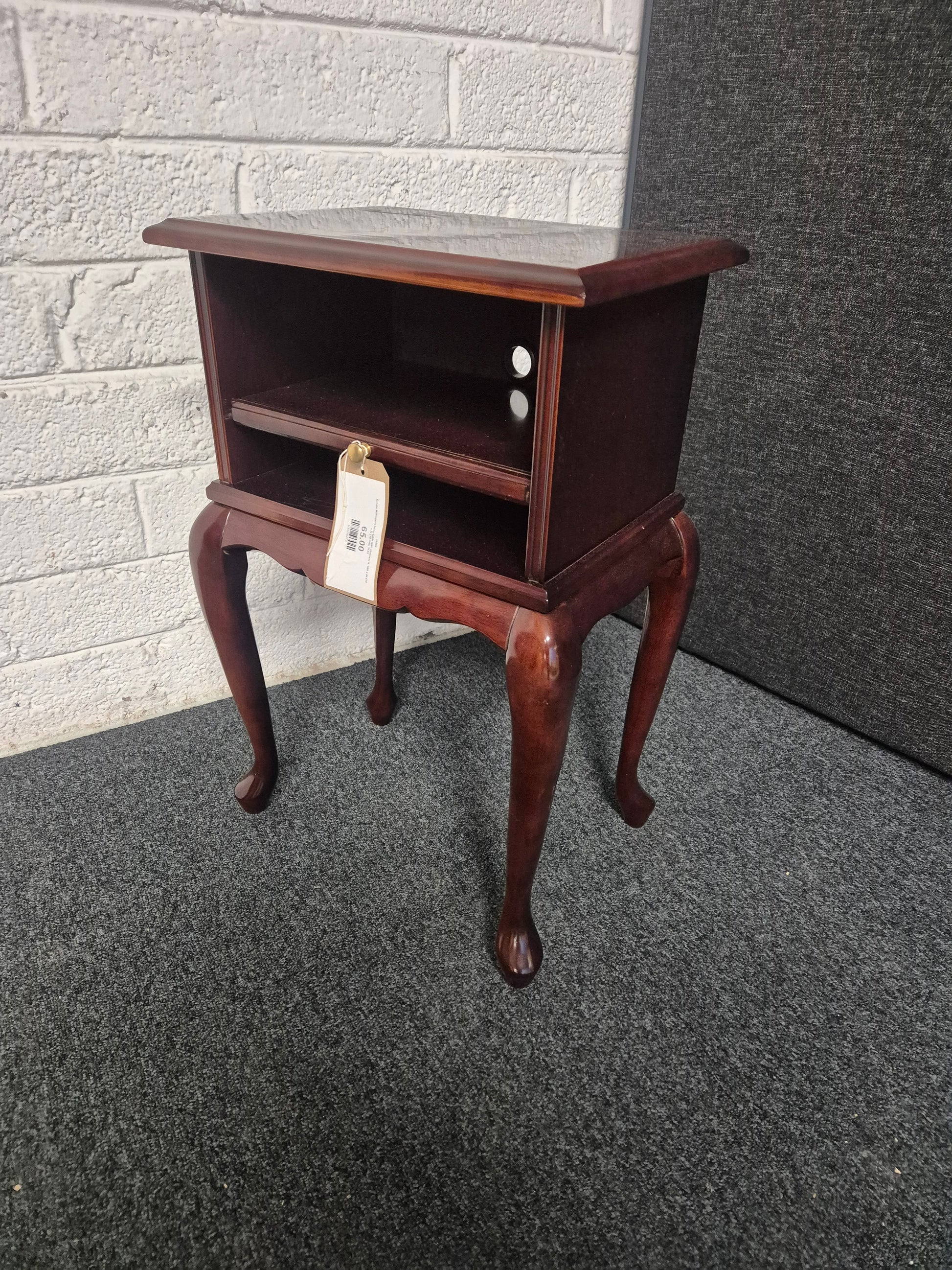 Ornate Mahogany lamp table with shelves( H  660 x W 410 x D 310 mm) 3125
