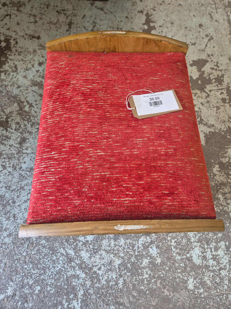Wine fabric solid wood stool 3125