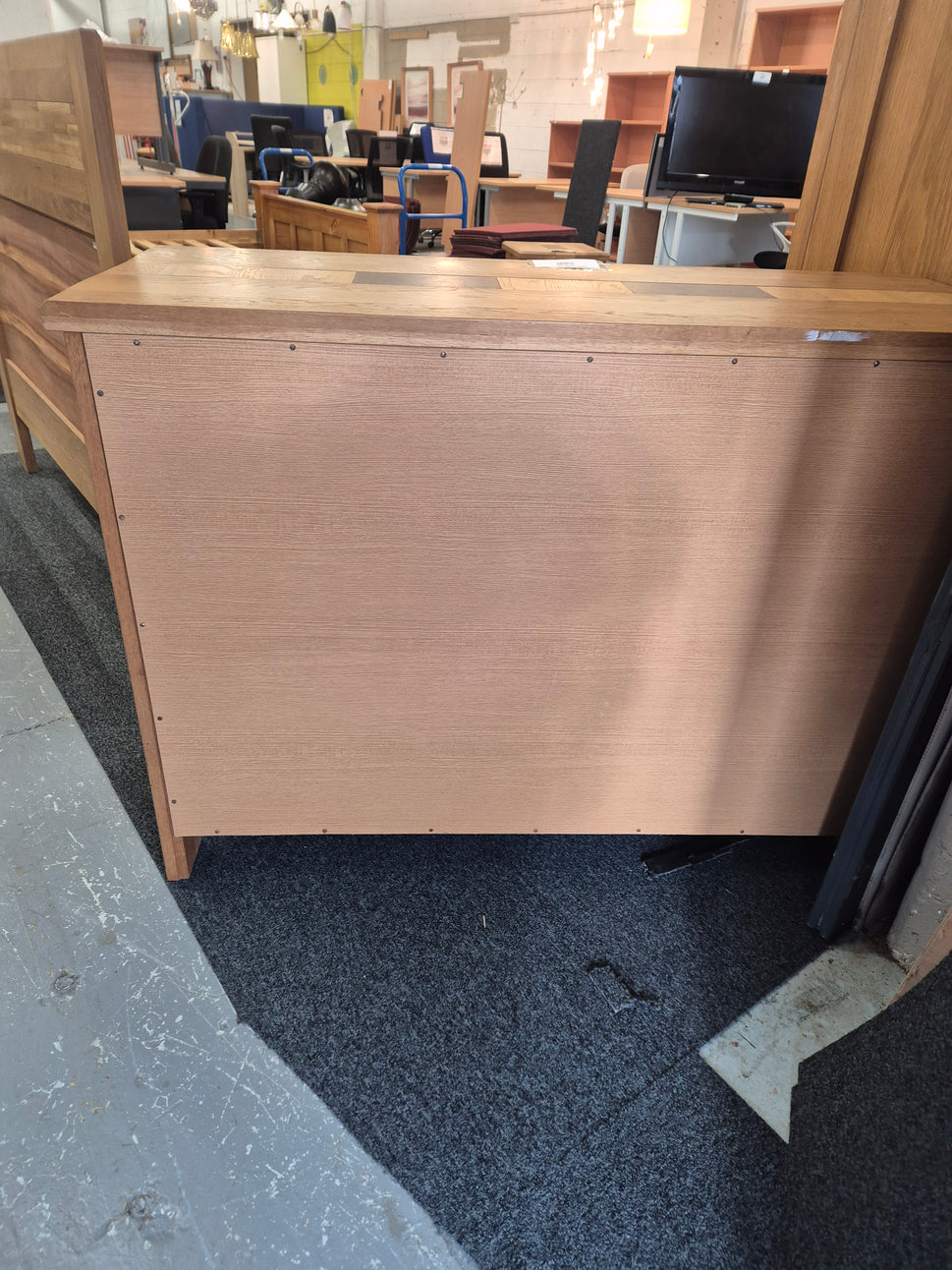 Large wide 3 drawer solid oak chest of drawers%A0