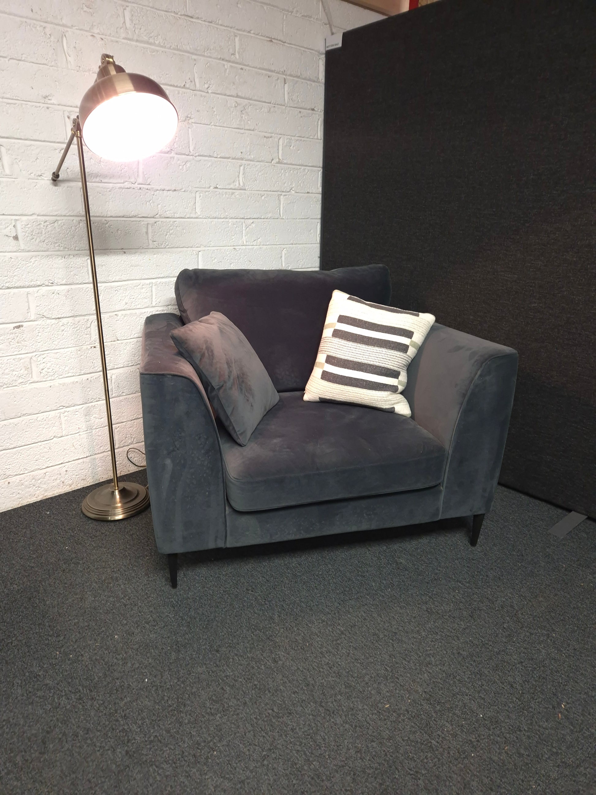 Large dark blue suede armchair  1225