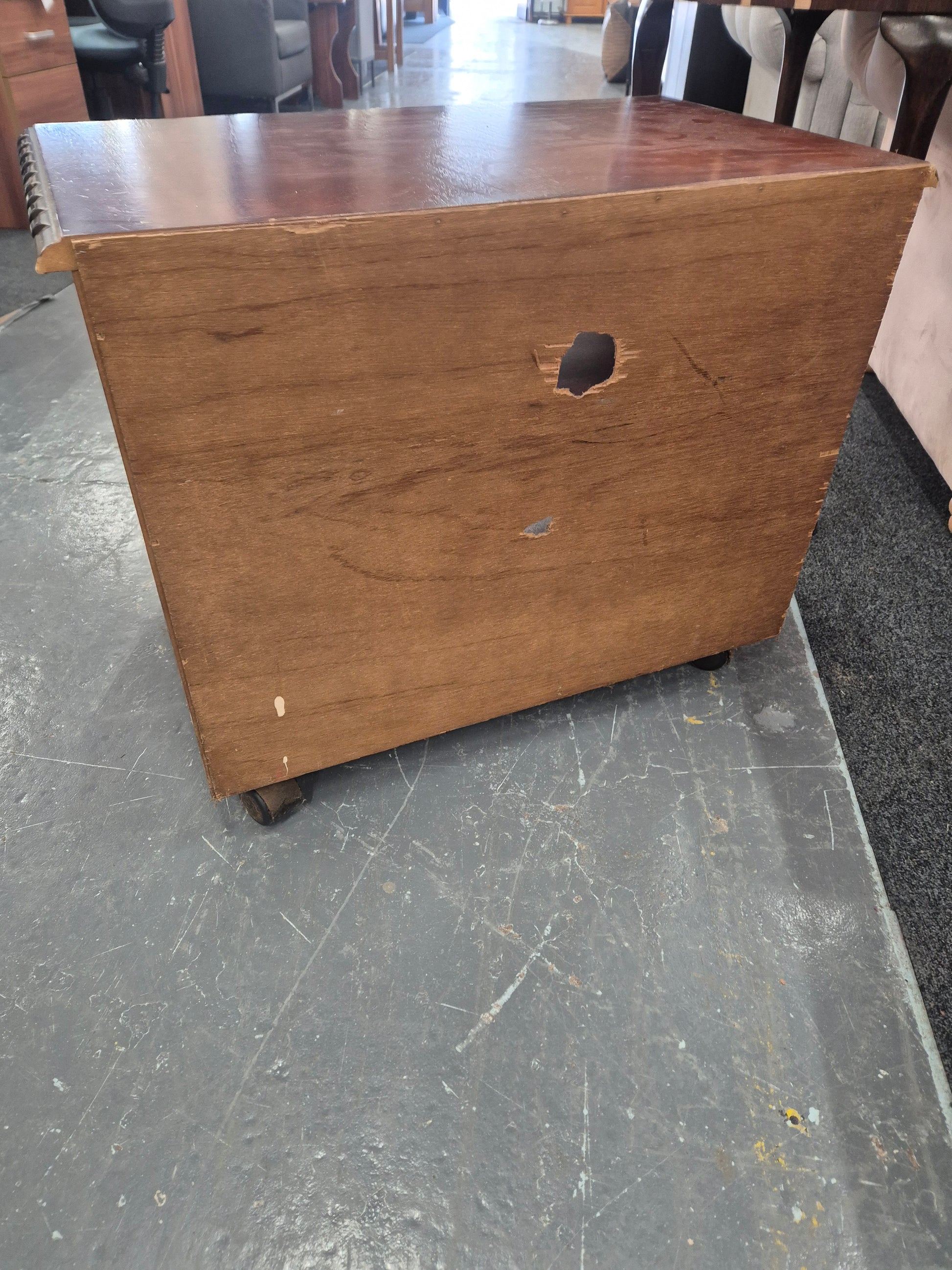 Rossmore mahogany low TV unit with brass handle  3125