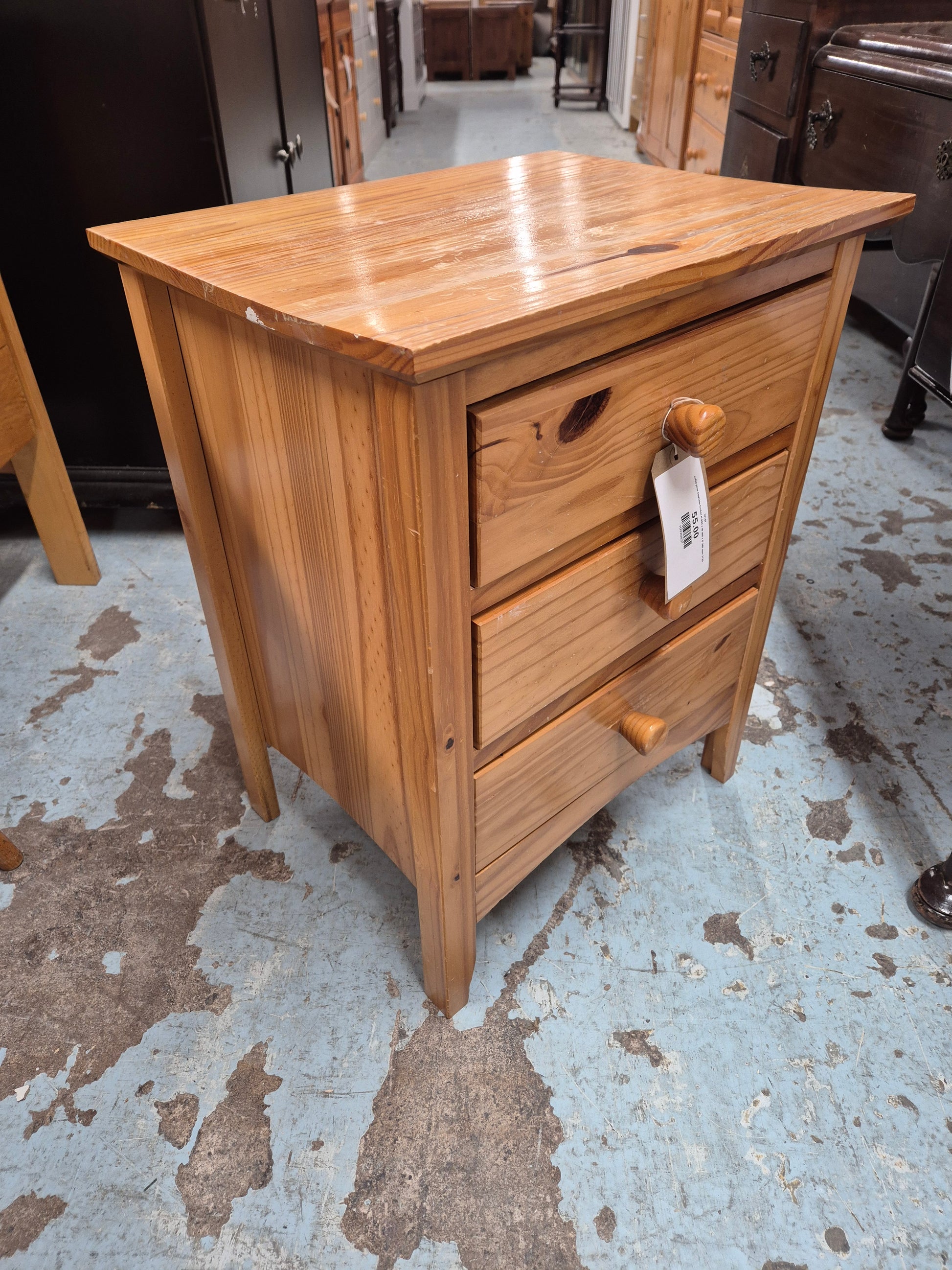 solid pine bedside locker H 650 x W 500 x D 380 mm 2125