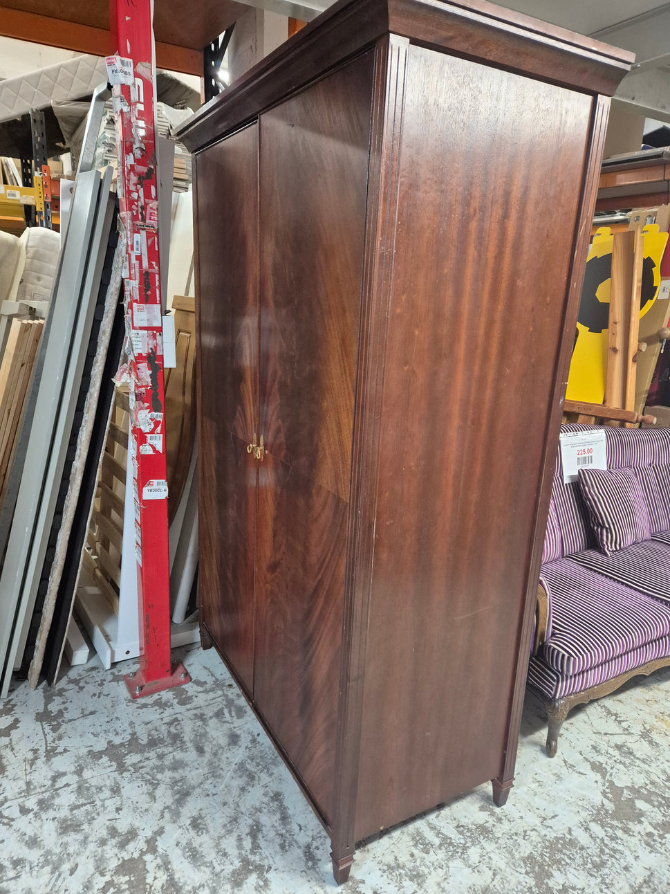 Ex Hotel stock Mahogany tall 2 door wardrobe  3125