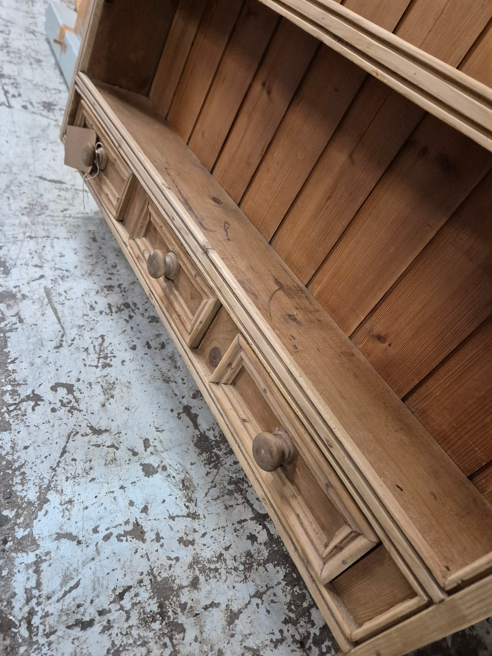 Pitch pine wall mounted kitchen dresser with drawers H 1000 x W 870 x D 155 mm 2125