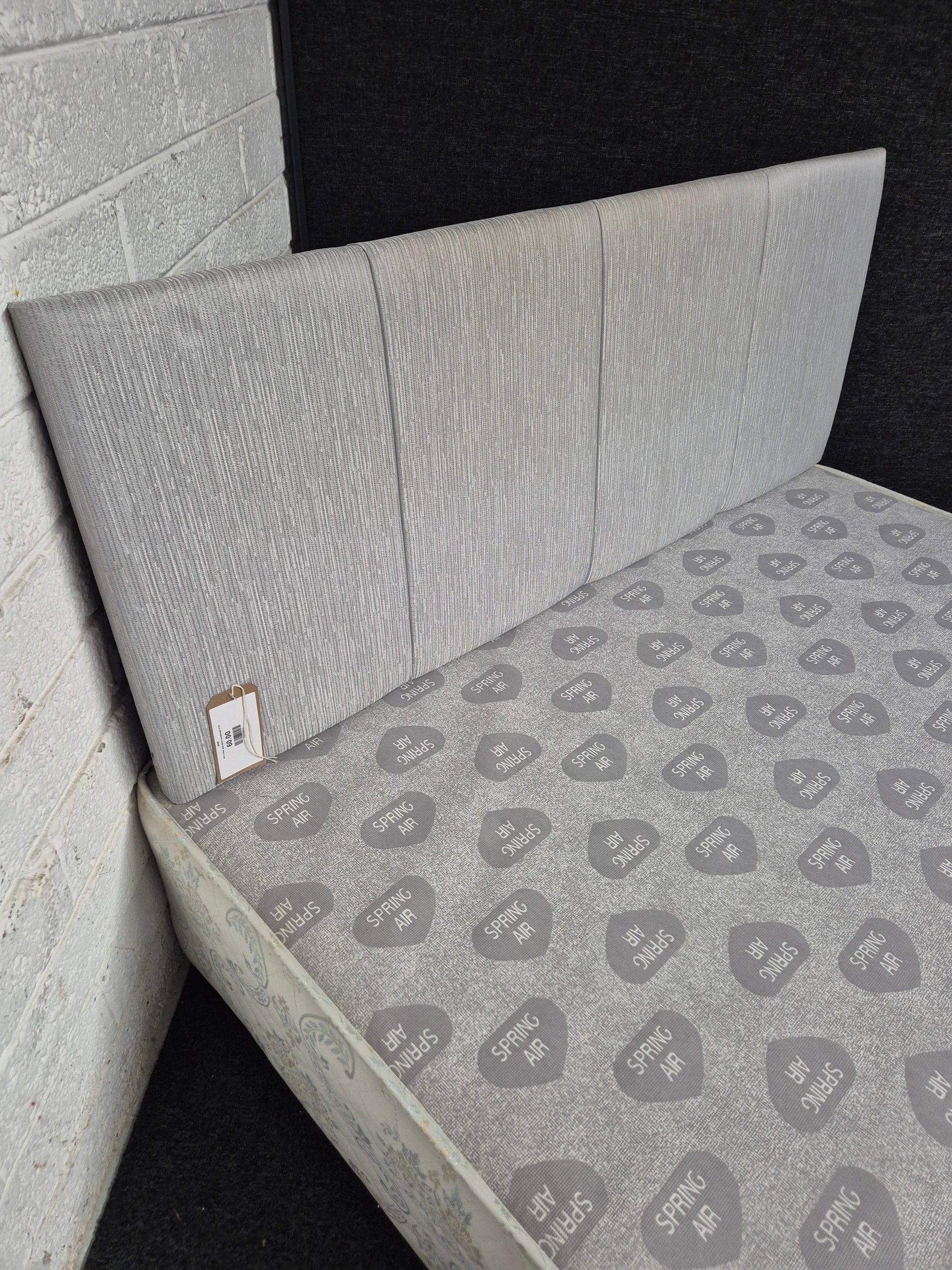 4ft 6 silver grey fabric headboard 3125