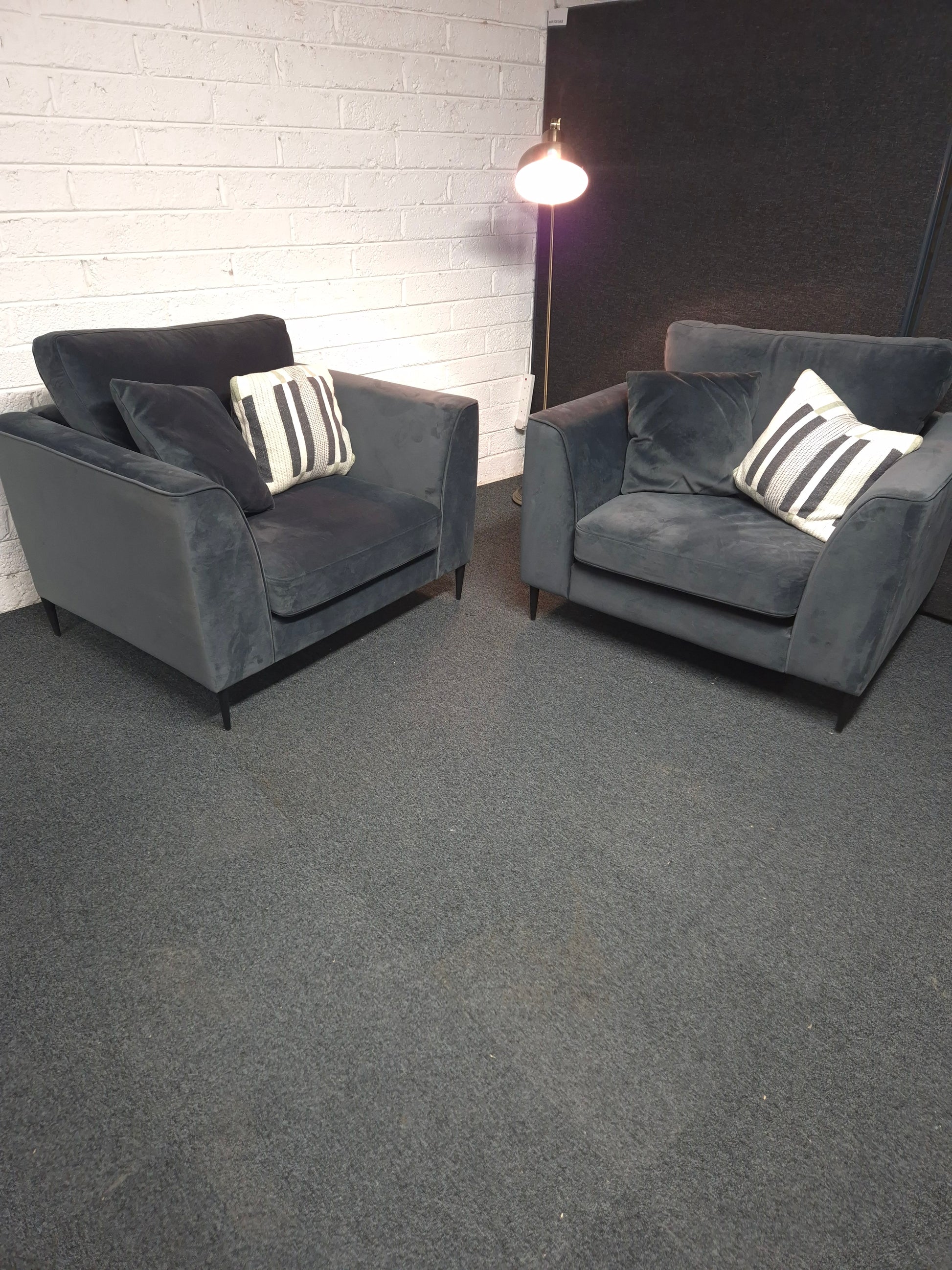 Large dark blue suede armchair  1225