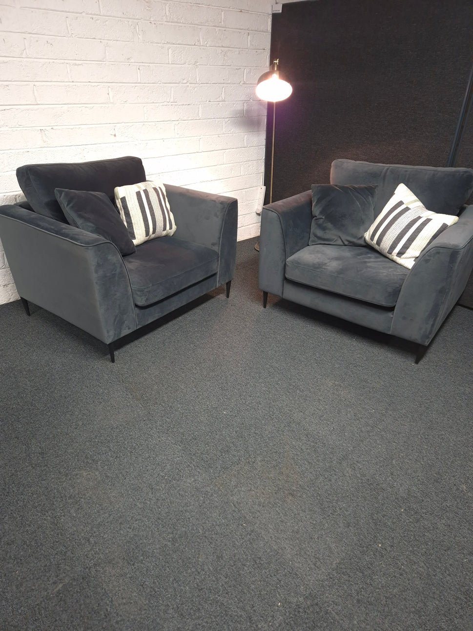 Large dark blue suede armchair  1225