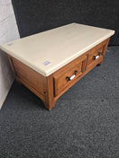 Switch Solid pine rectangular white painted tiled top coffee table with drawers  (H 560 x W  450 x D 450 mm) 3125 2 image