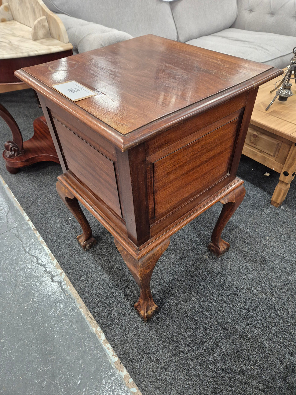 Tall solid mahogany 4 legged lamp table H 780 x W 520 x D 520 mm 2125