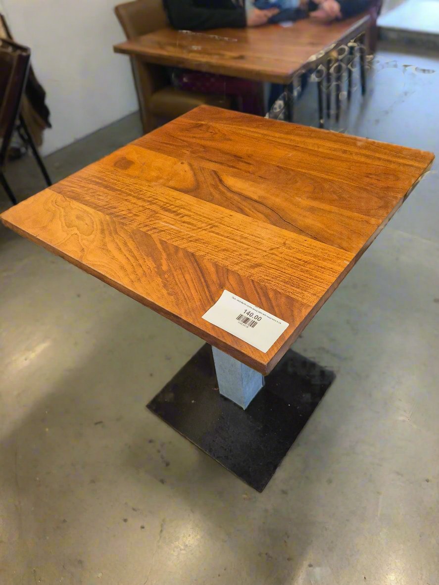 Dark wood 60x60 square dining table with metal base 3124 – CJM Furniture