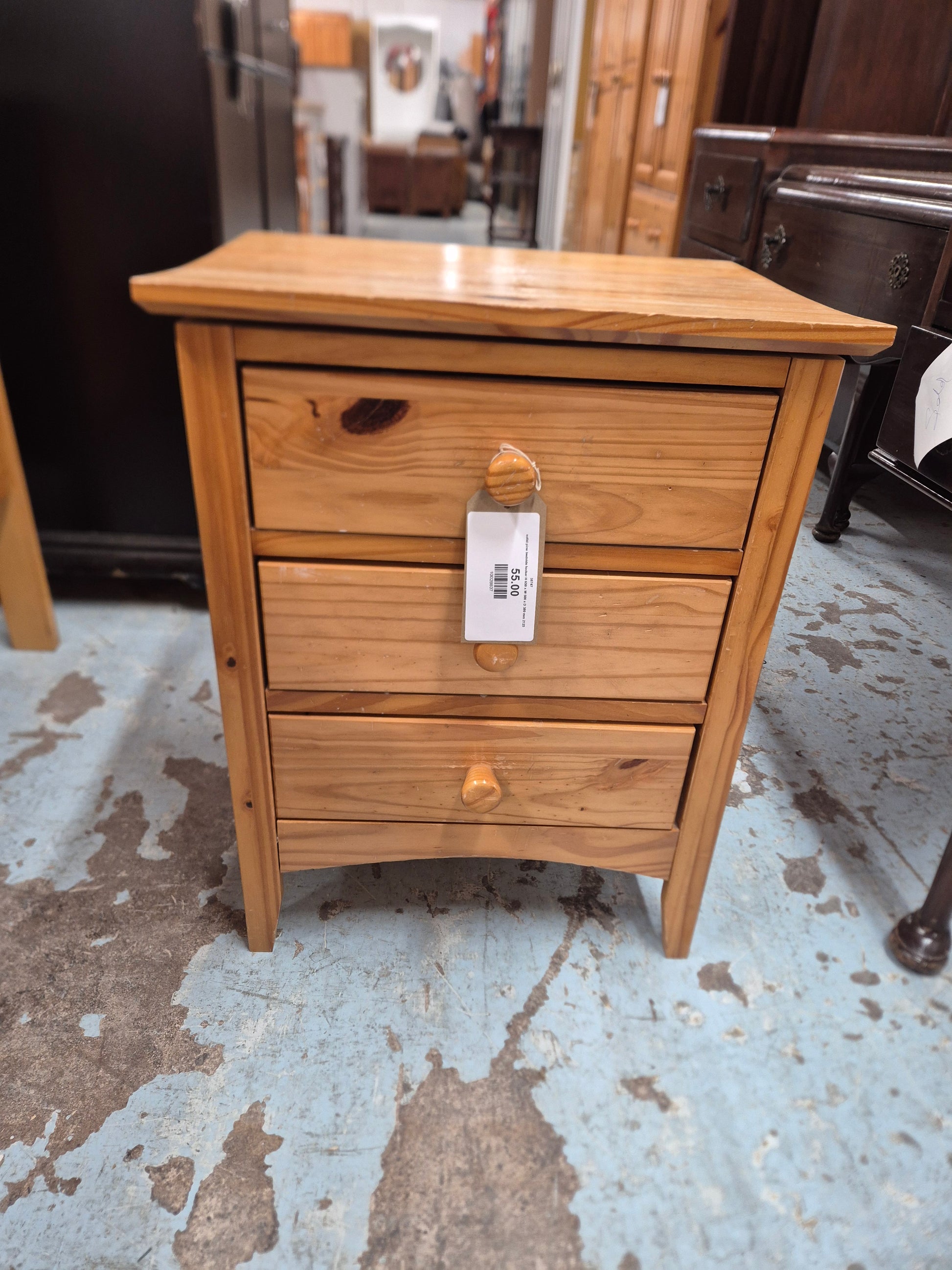 solid pine bedside locker H 650 x W 500 x D 380 mm 2125