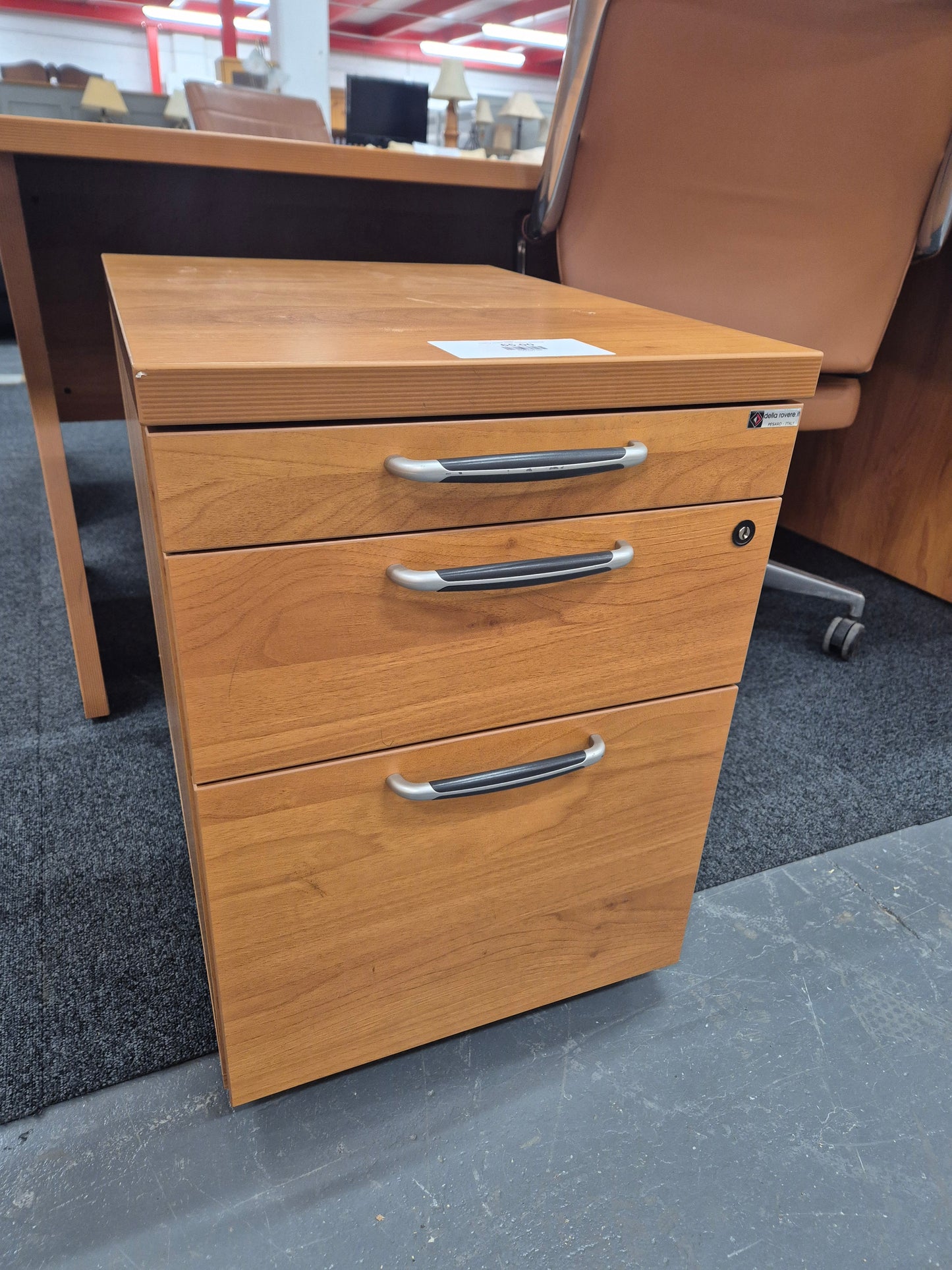Cherry under desk mobile pedestal