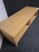 Switch Oak laminate low TV unit with glass shelves  3125 3 image