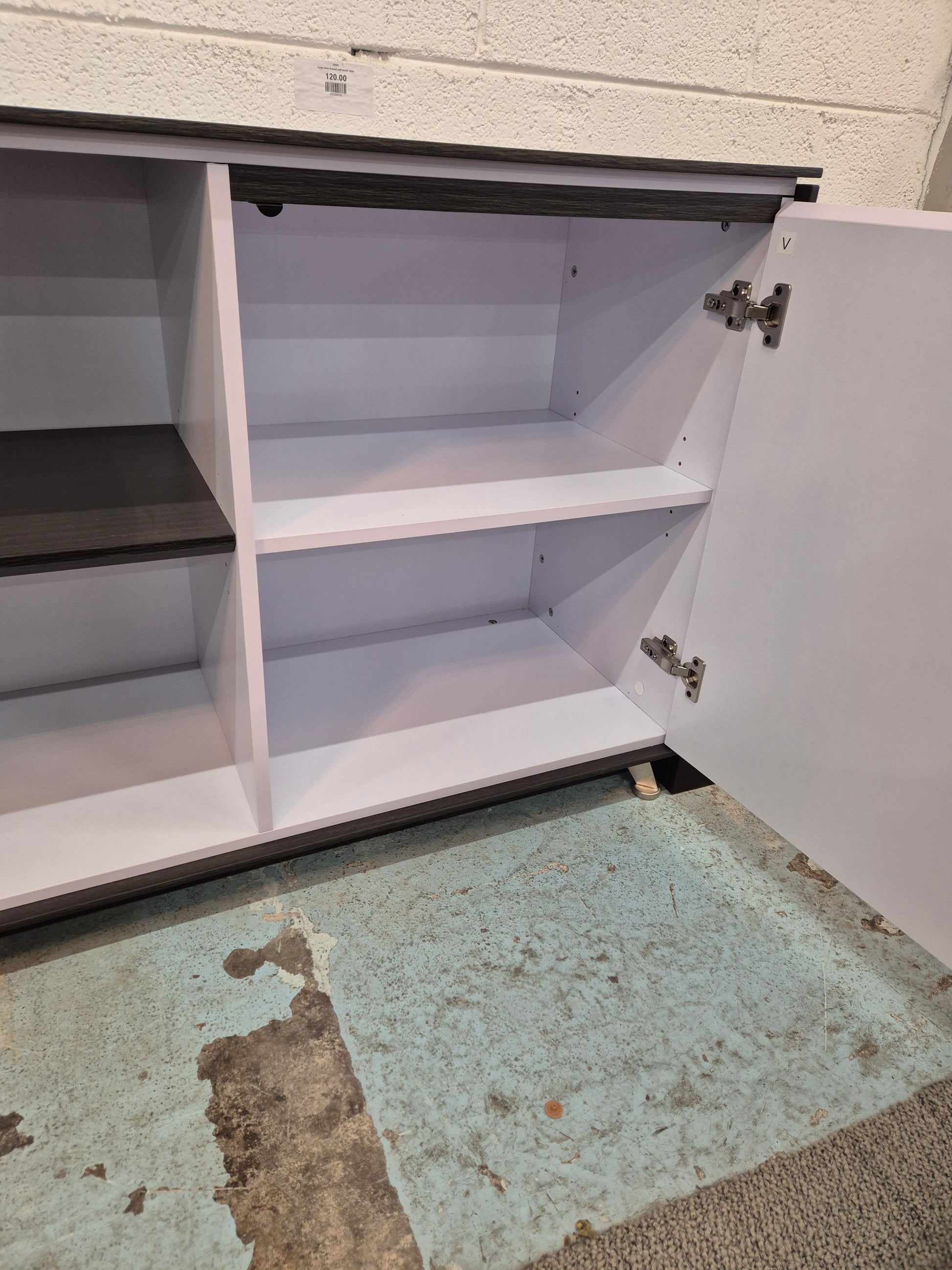 Wenge and white laminate credenza unit1800Lx450Dx800H
