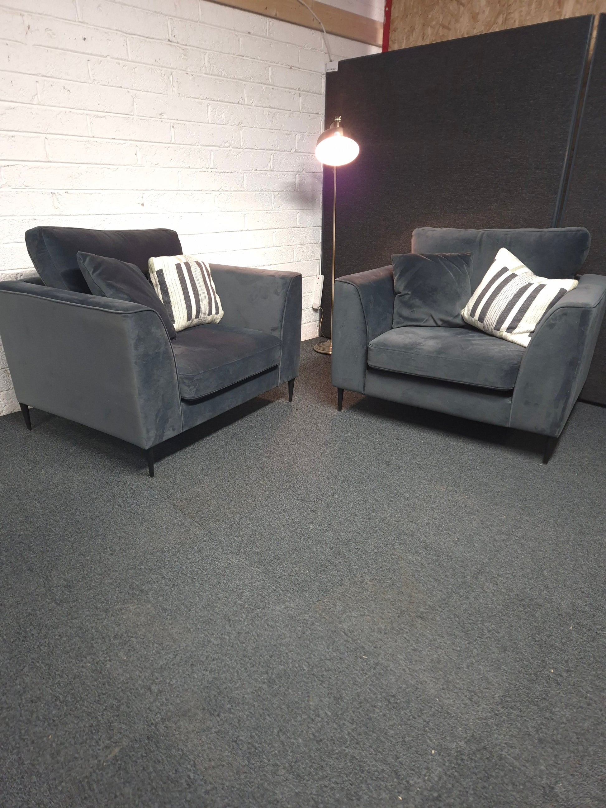 Large dark blue suede armchair  1225