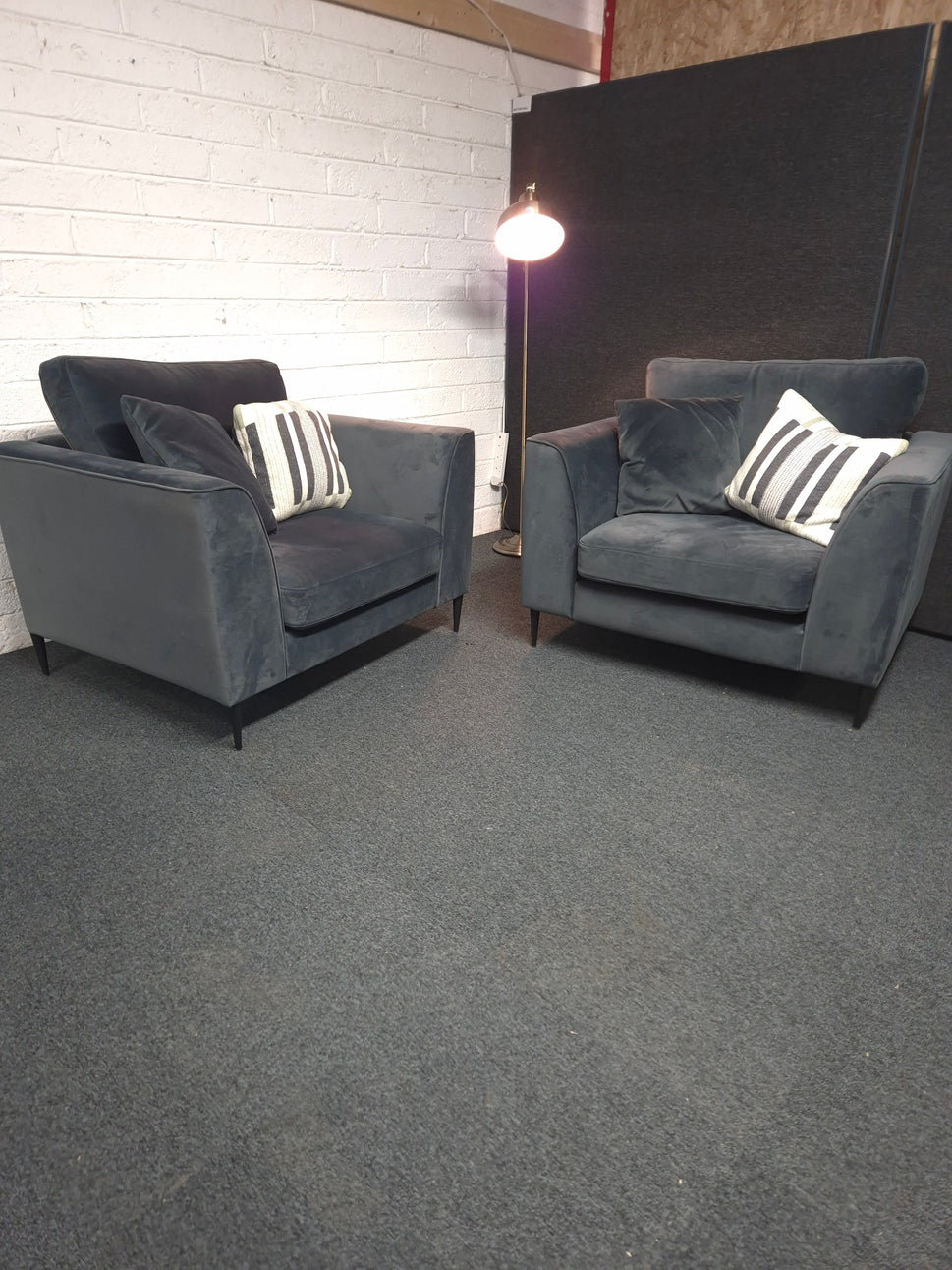 Large dark blue suede armchair  1225