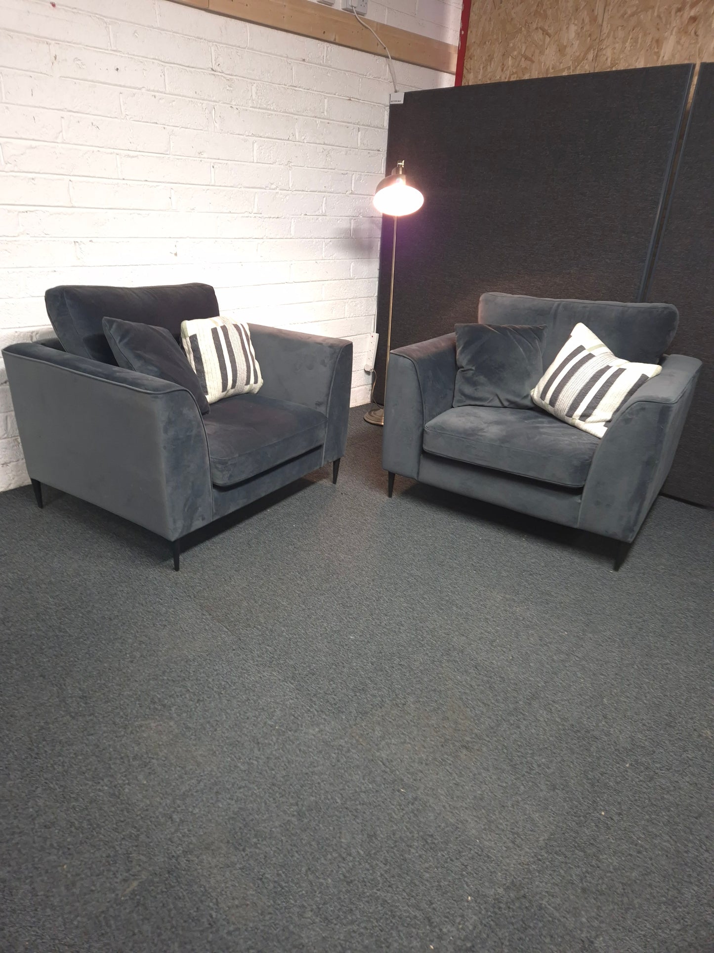 Large dark blue suede armchair  1225