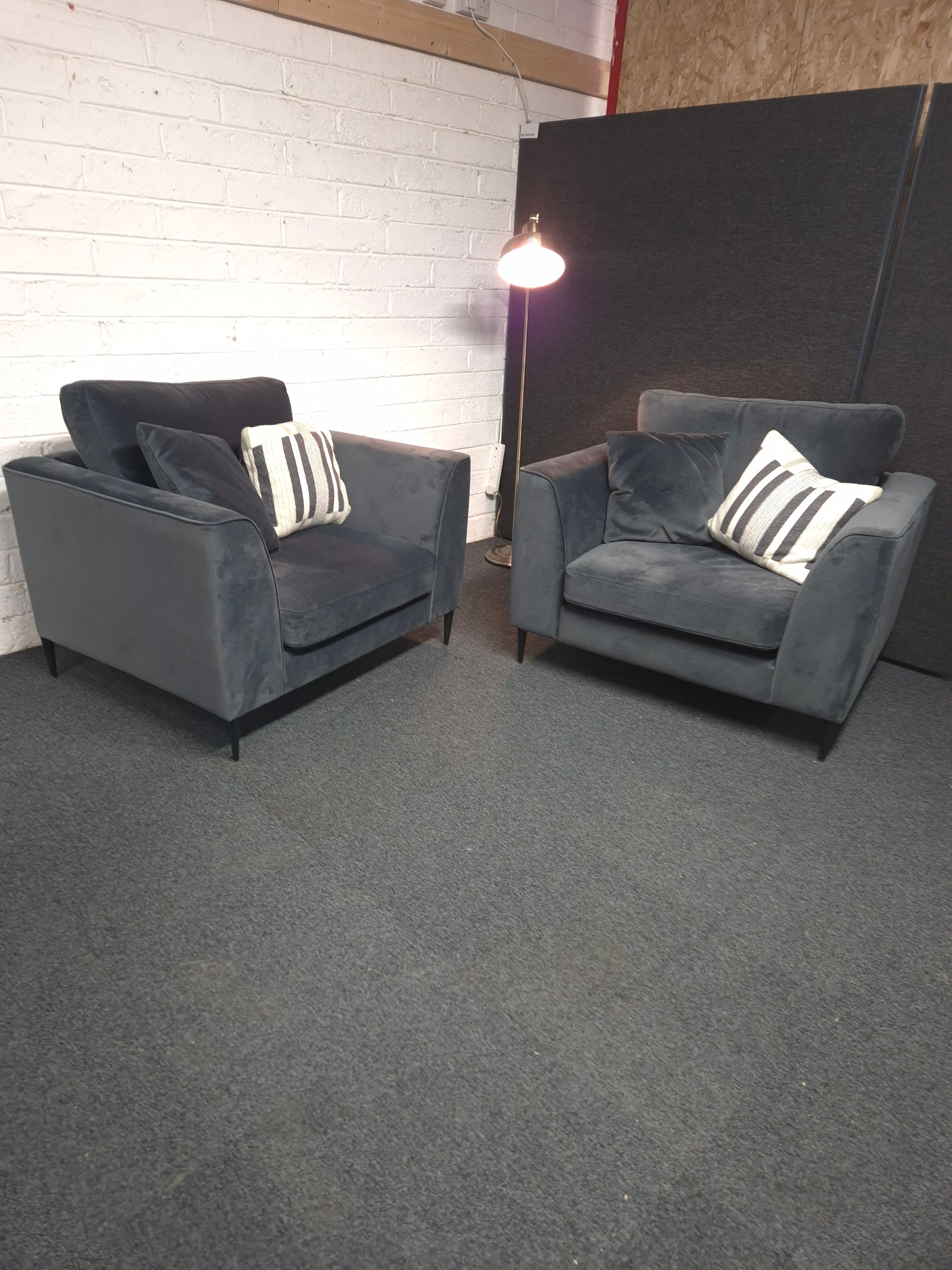 Large dark blue suede armchair  1225