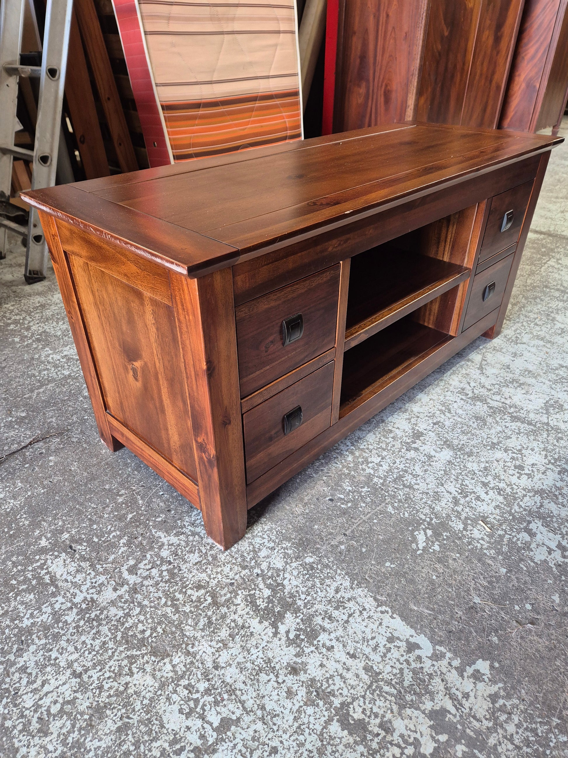 Low solid dark wood TV unit 3125