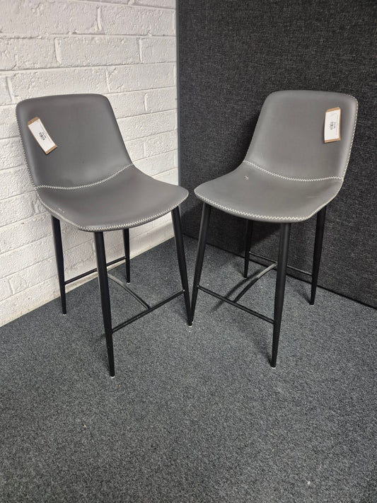 Grey leatherette highstool with black metal frame  1225