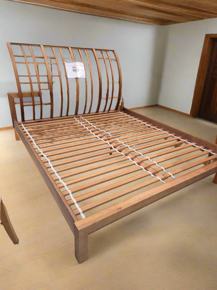 6ft solid walnut high back sleigh bed frame 4224
