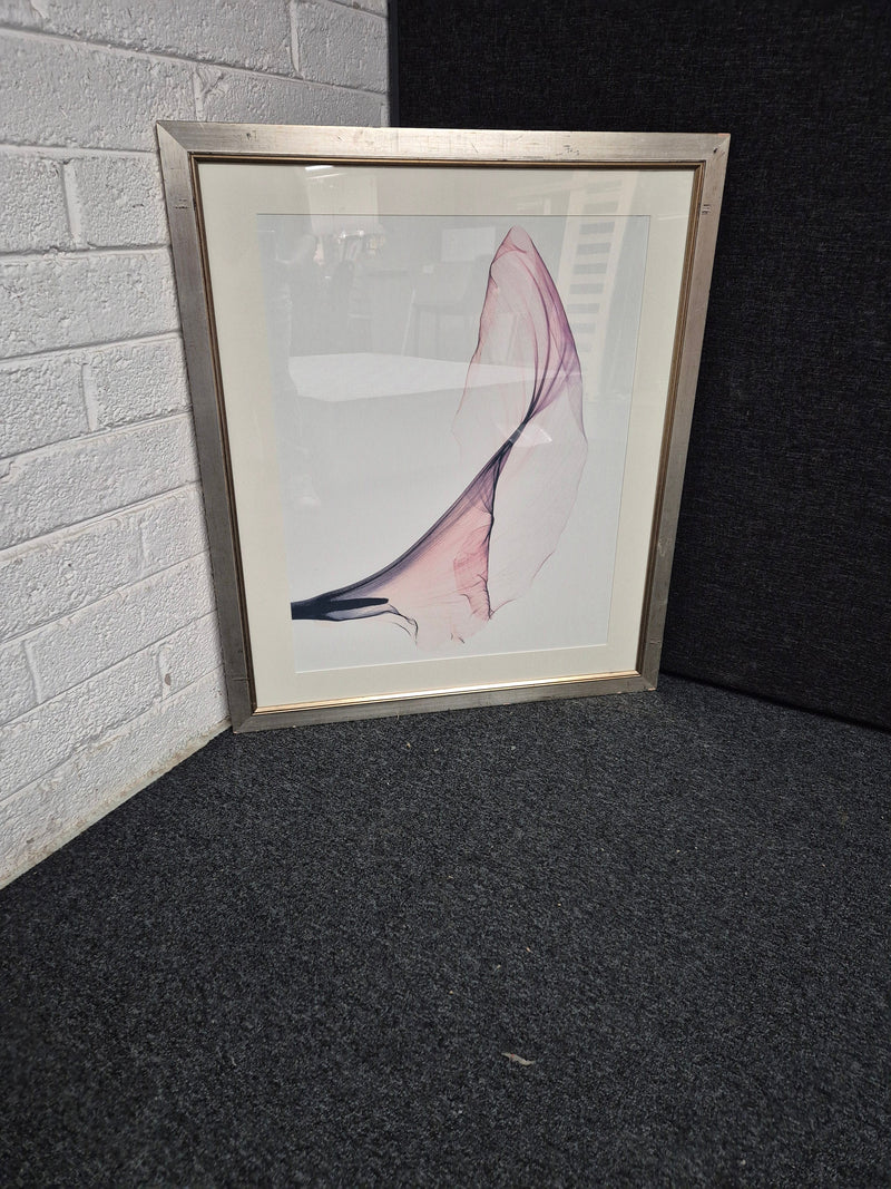 Pink floral illustration in large silver frame (W 980 x L 840 mm) 1225