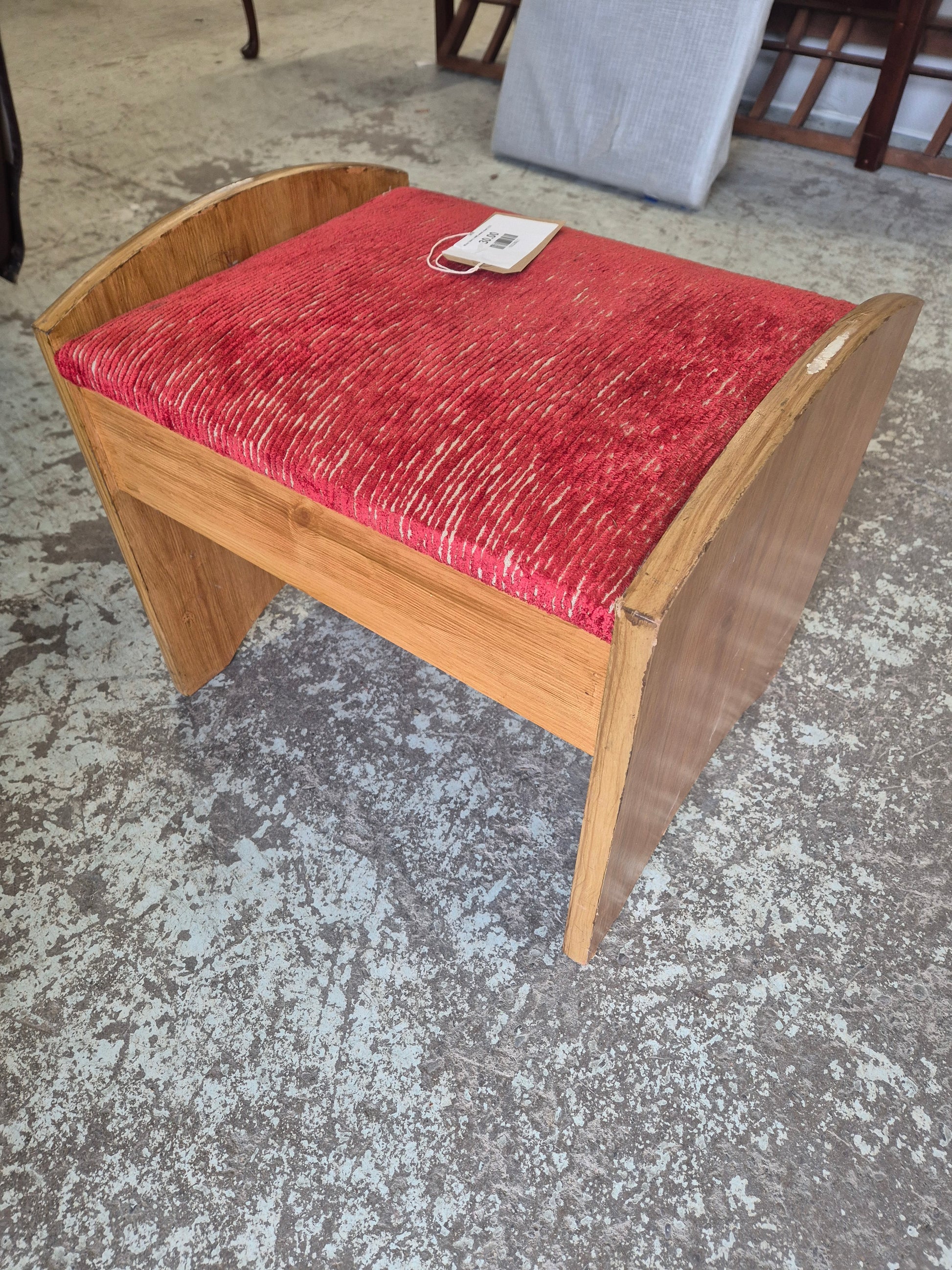 Wine fabric solid wood stool 3125