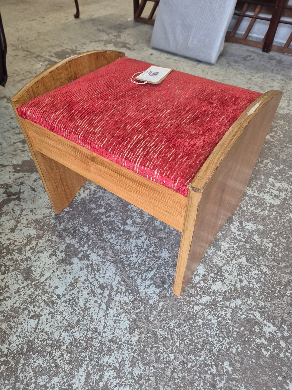 Wine fabric solid wood stool 3125