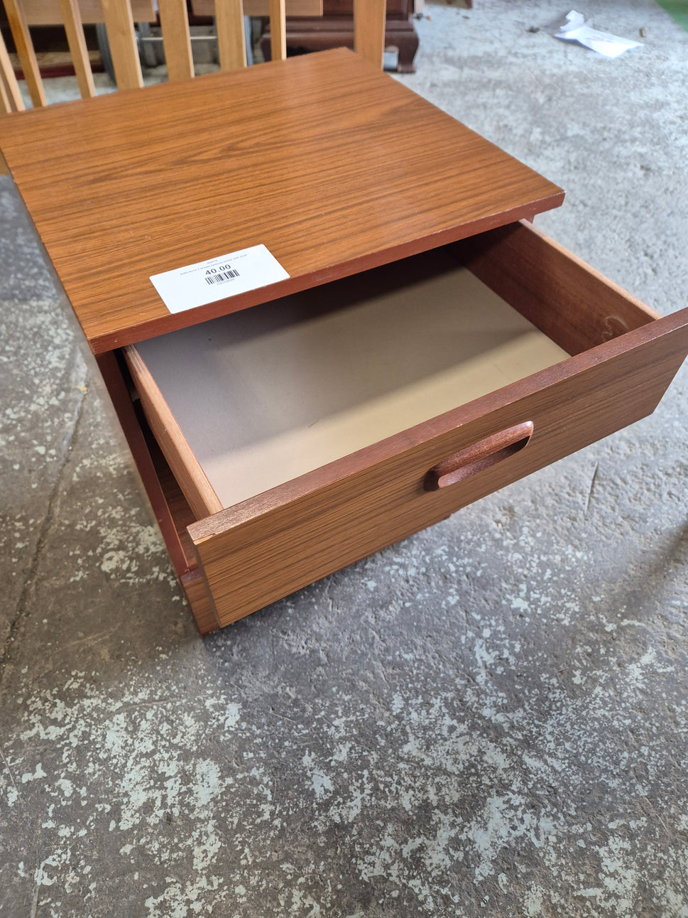 Solid wood 2 drawer bedside locker with shelf