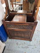 Switch Ornate stained solid oak stained tall hall hat and coat stand with mirror and hooks 3 image
