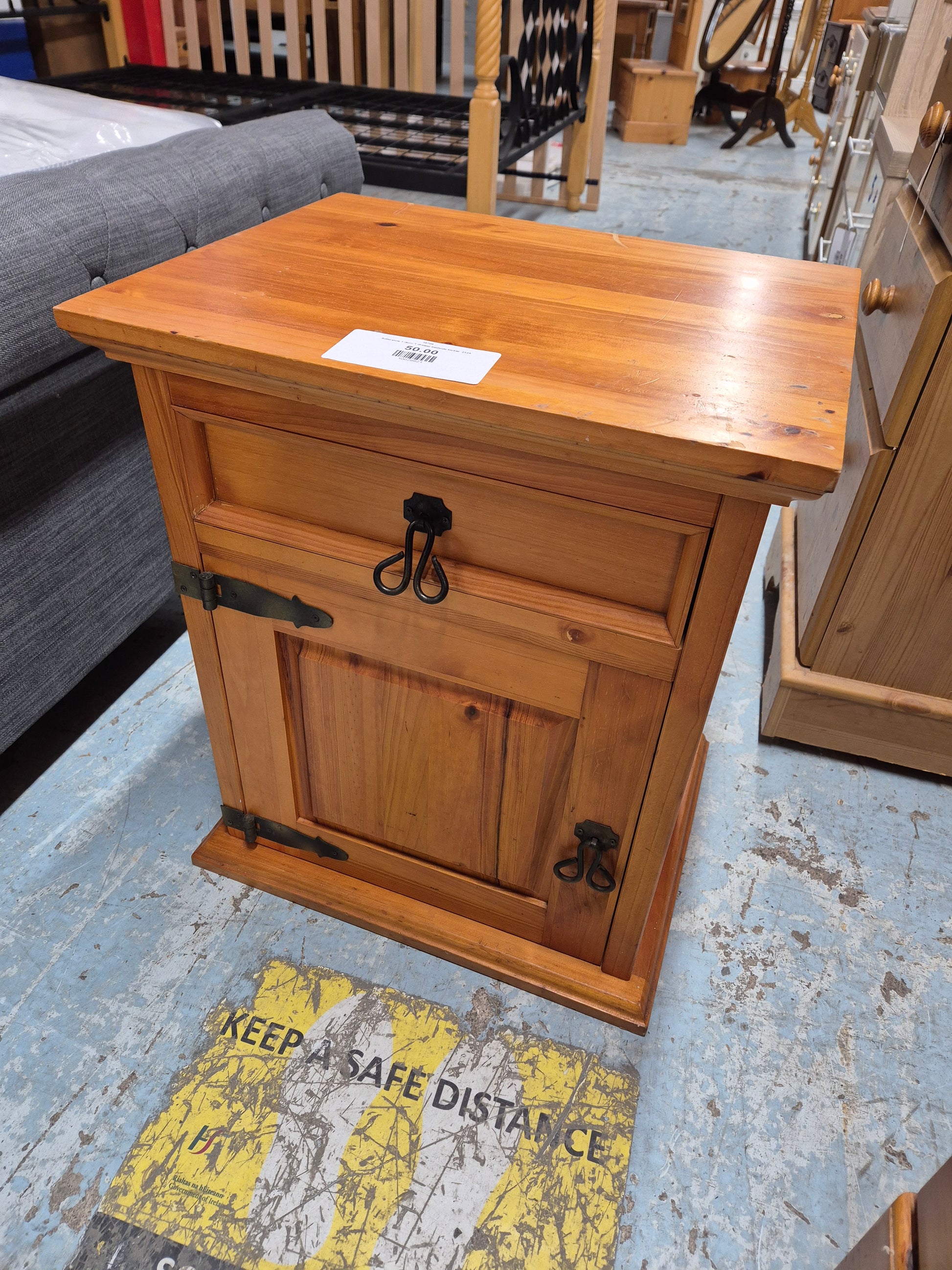 Solid pine 1 door 1 drawer bedside locker  2125