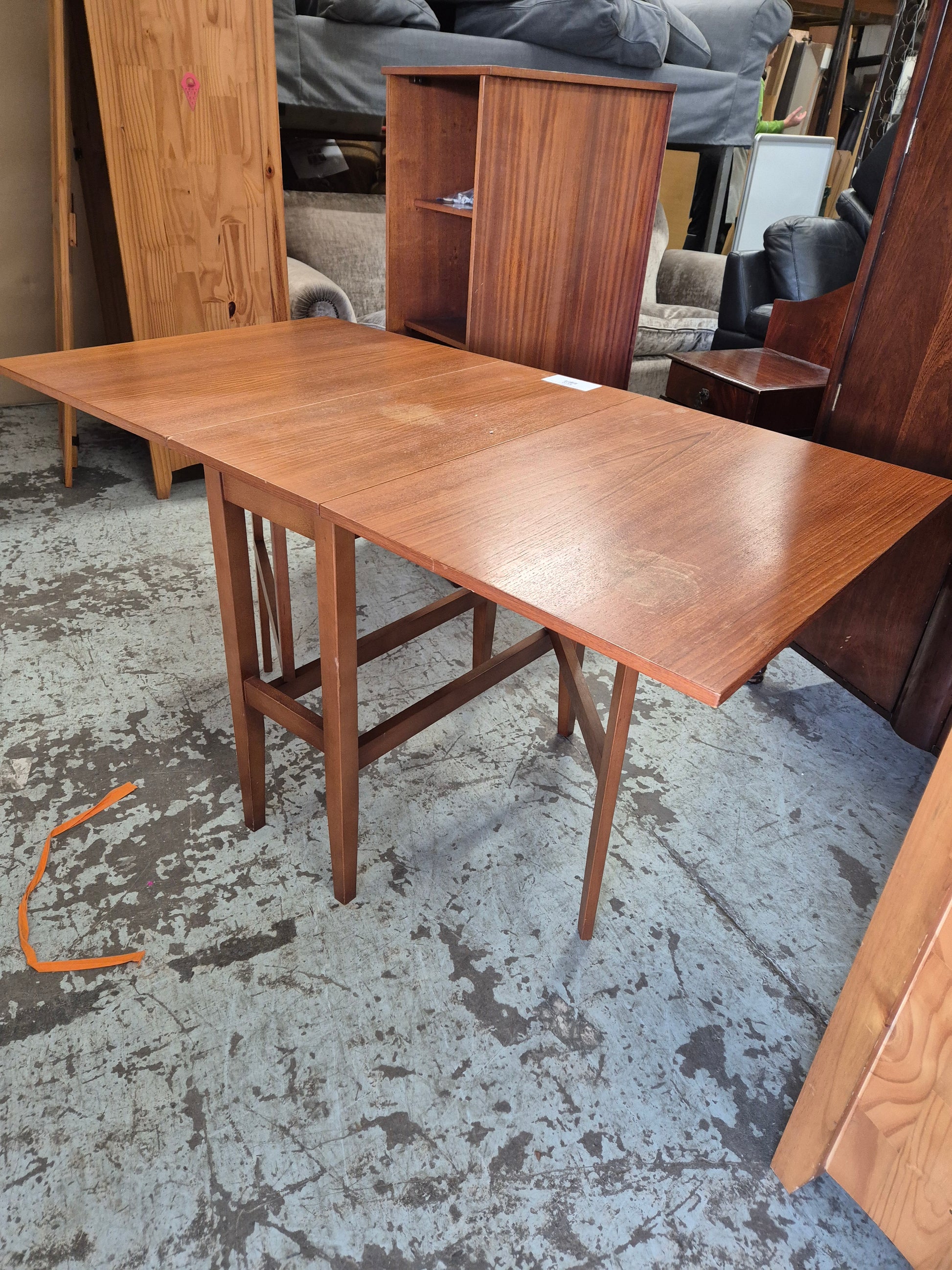 Teak stained rectangular drop leaf kitchen table 