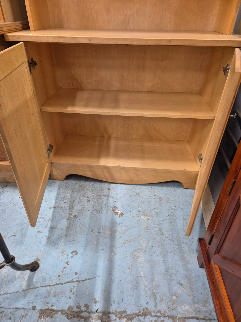 Tall beech 2 glass door 2 base door display unit  2125