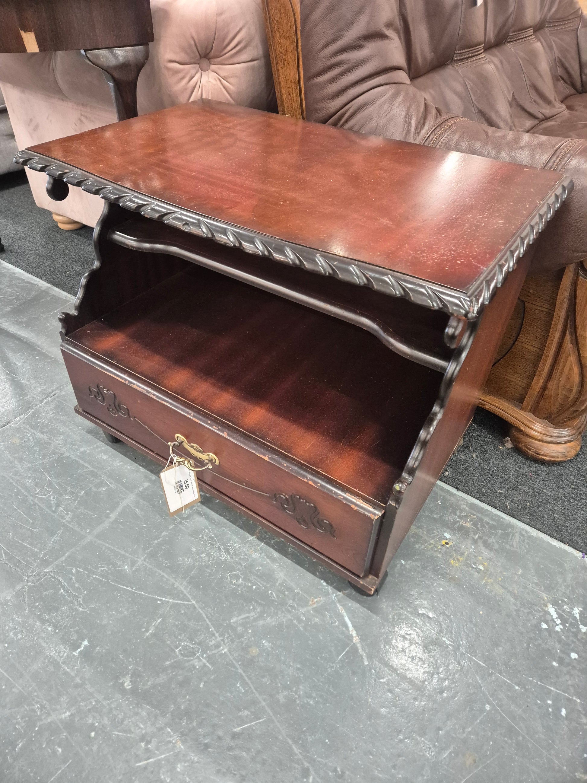 Rossmore mahogany low TV unit with brass handle  3125