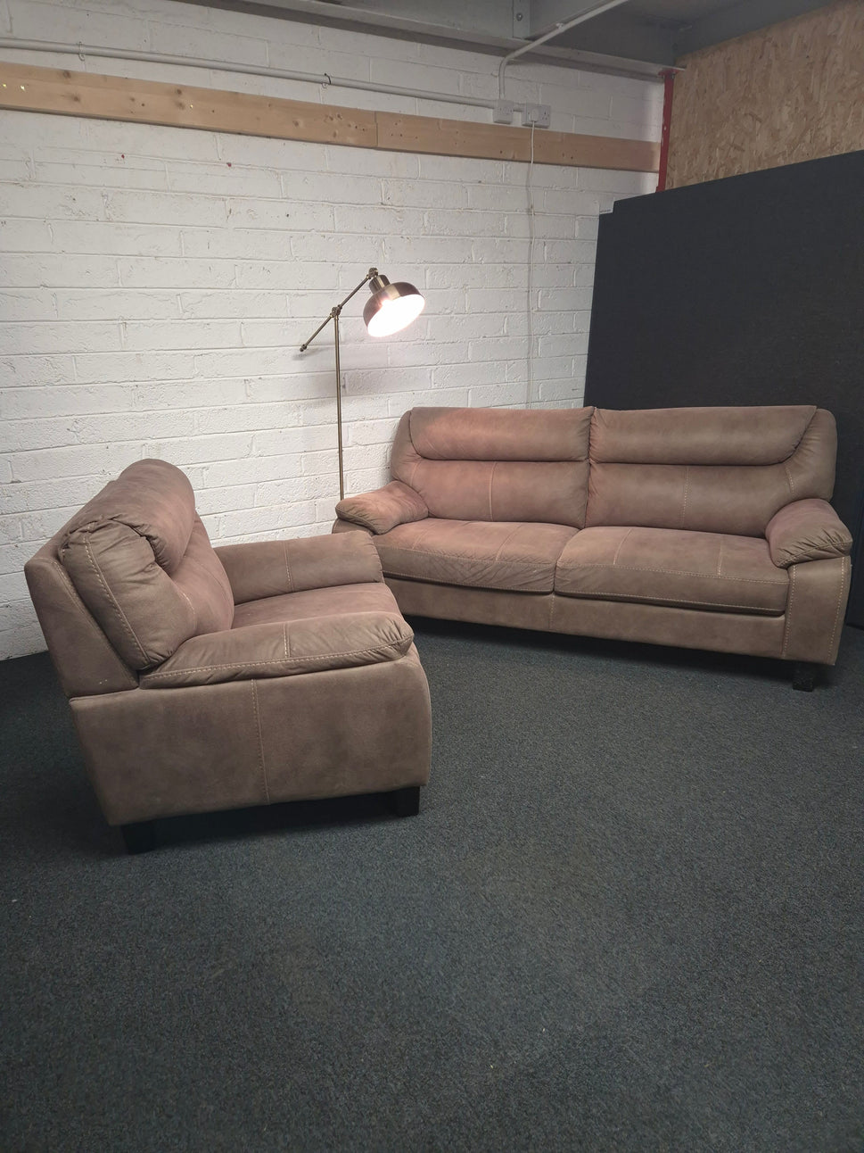 3+1 brown suede sofa suite 1225