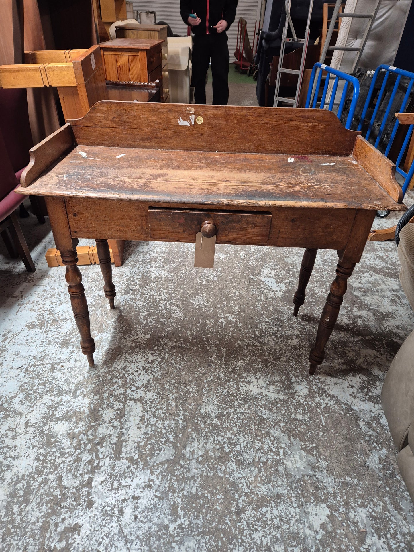 Reclaimed pine 1 drawer console table H 620 x W 1070  x D 460 mn