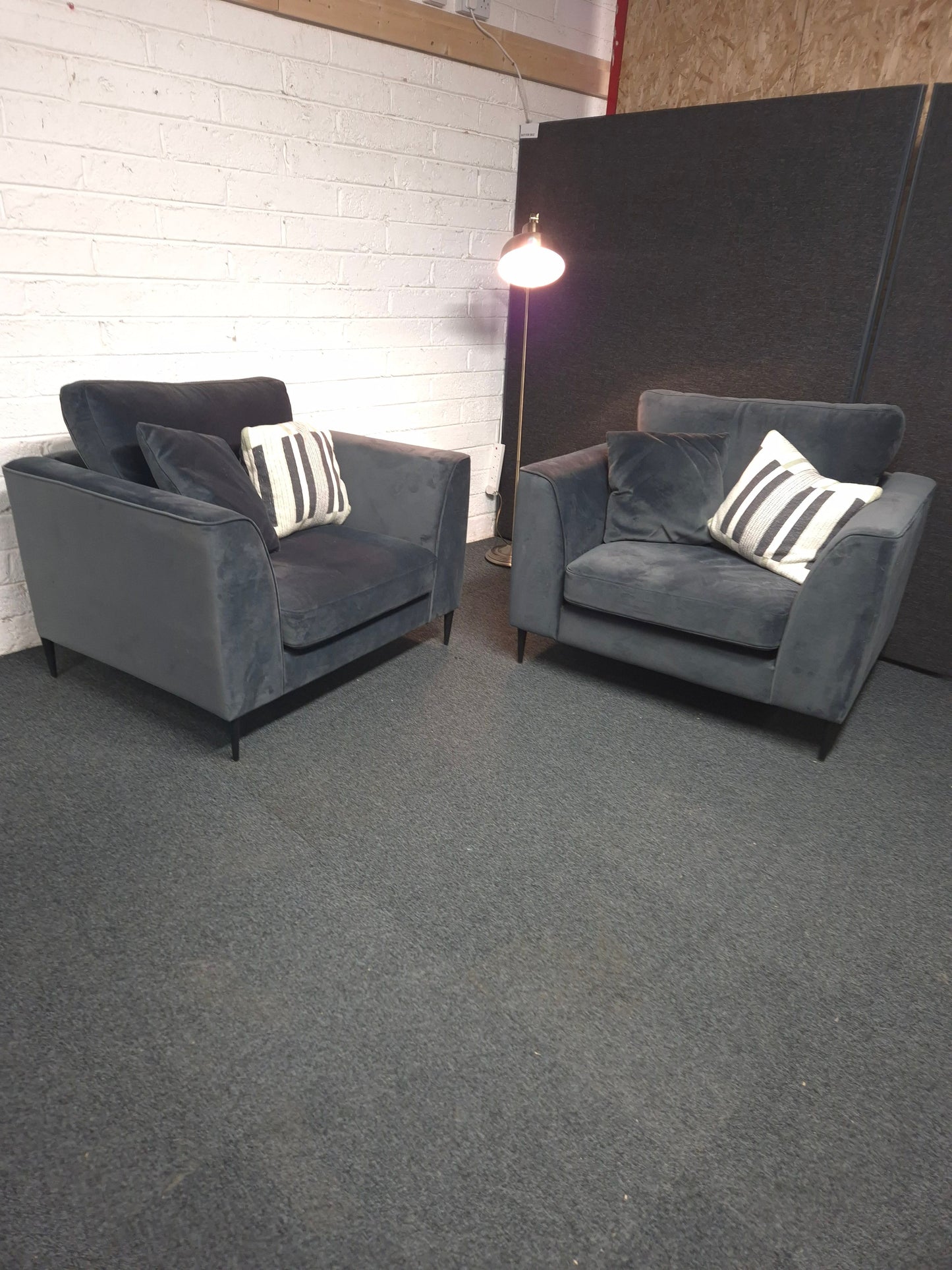 Large dark blue suede armchair  1225