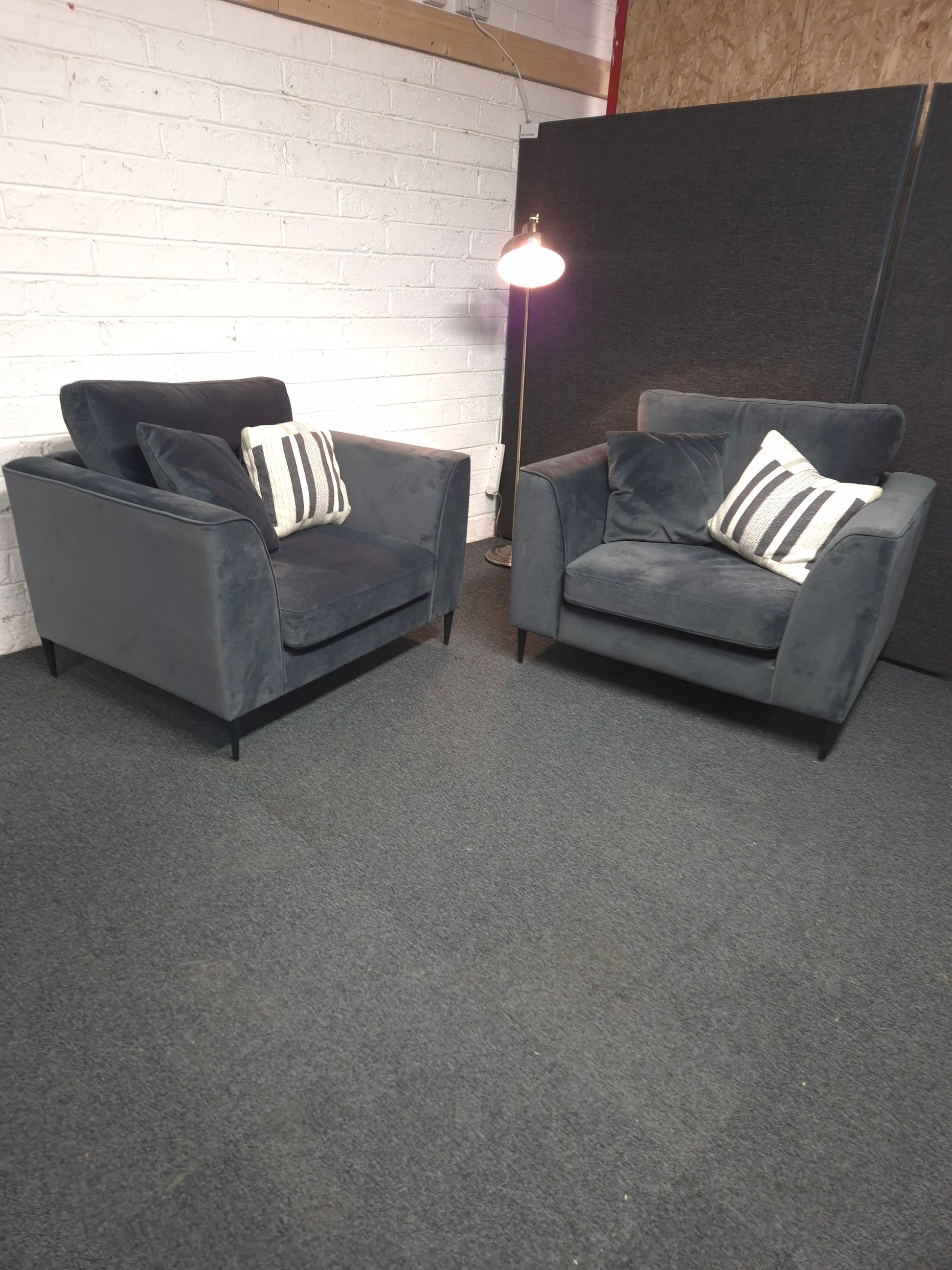 Large dark blue suede armchair  1225